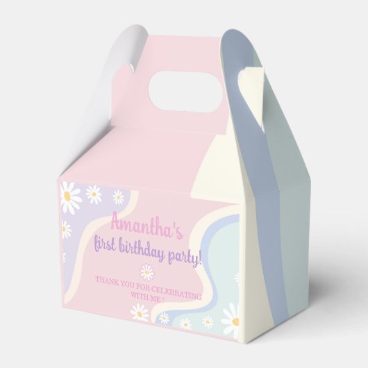 Groovy Daisy Verjaardagsfeestje Favor Box Bedankdoosjes (Voorkant Zijde)
