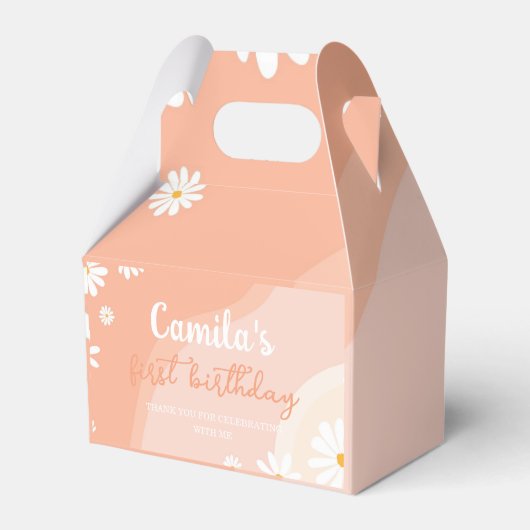 Groovy Daisy Verjaardagsfeestje Favor Box Bedankdoosjes (Achterkant)