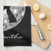 Groovy Dancer Silhouette over DiscoBall Theedoek (Quarter Fold)