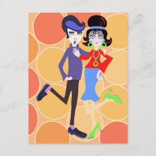 Groovy Dancing Couple Briefkaart