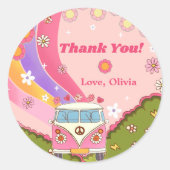 Groovy Dank je Boho Floral Rainbow Ronde Sticker (Voorkant)