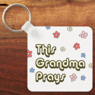 Groovy Deze oma bidt Bloemen Sleutelhanger