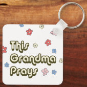 Groovy Deze oma bidt Bloemen Sleutelhanger (Achterkant)