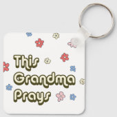 Groovy Deze oma bidt Bloemen Sleutelhanger (Achterkant)