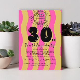 Groovy Disco Bal 30e Verjaardagsfeest Uitnodiging