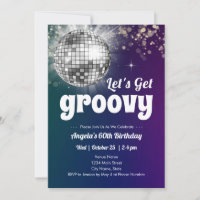 Groovy Disco Dance Party 60e verjaardag uitnodigin