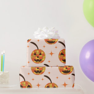 Groovy Disco Halloween Pompoenen Patroon  Cadeaupapier
