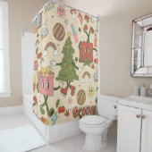  groovy disco kerstboom douchegordijn (In situ)