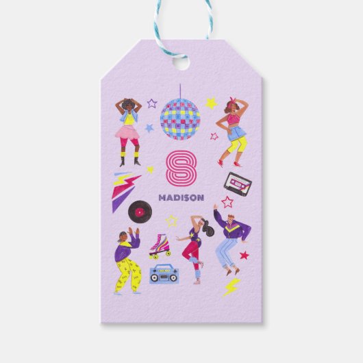 Groovy Disco Lila Party Retro Cadeaulabel (Voorkant)