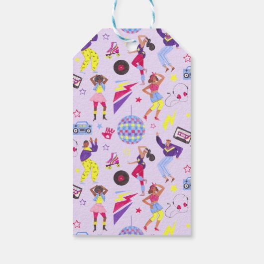 Groovy Disco Lila Party Retro Cadeaulabel (Achterkant)
