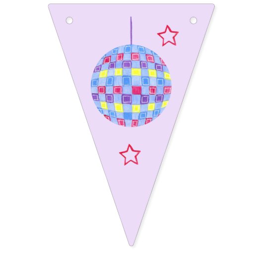 Groovy Disco Paarse Party Retro 80s 90s Meisjes Vlaggetjes (Tweede vlag)