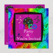 Groovy Disco Party Invitation Kaart (Voorkant / Achterkant)