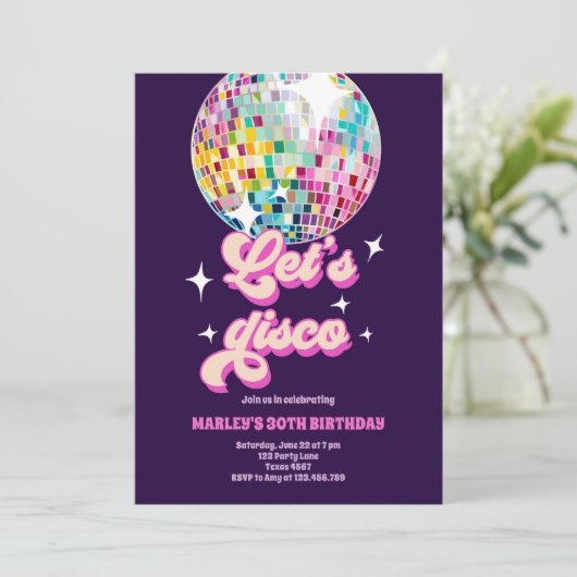 Groovy Disco Party Retro 70s Let's Disco Verjaarda Kaart (Staand voorkant)