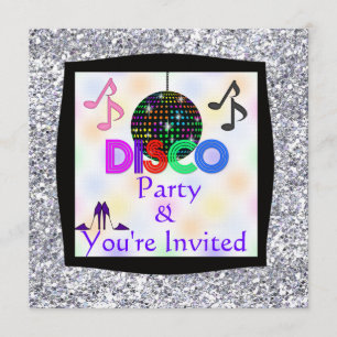 Groovy Disco THEME Party BLDING Invitation Kaart