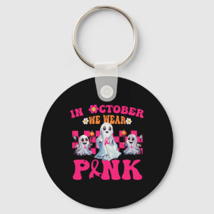 Groovy Draag roze borstkanker Warrior Cute Ghost Sleutelhanger