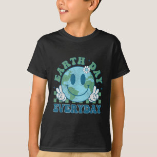 Groovy Earth Day 2025 Elke dag glimlach gezicht Sa T-shirt