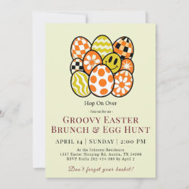 Groovy Easter Brunch Egg Hunt Invitation Kaart