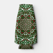 Groovy Eclectisch Kerst Mandala Patroon Flesjeskoeler (Voorkant)