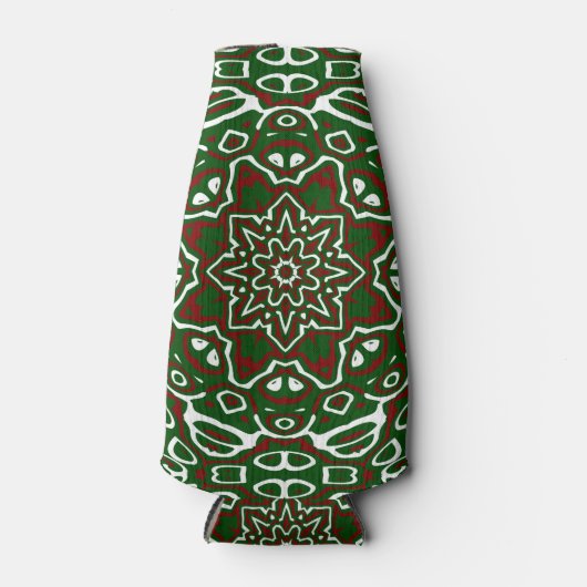 Groovy Eclectisch  Kerst Mandala Patroon Flesjeskoeler (Voorkant)