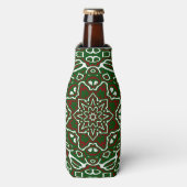 Groovy Eclectisch  Kerst Mandala Patroon Flesjeskoeler (Fles Voorkant)
