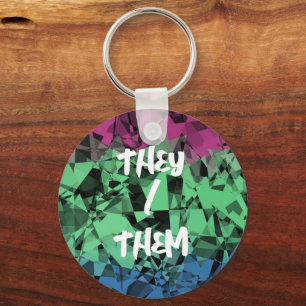 Groovy Eclectische Retro Trippy Polysexual Pride V Sleutelhanger