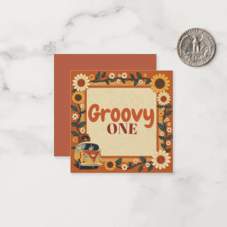 Groovy Eén Leeuw Verjaardag Retro 70s Eerste Verja Notitiekaartje