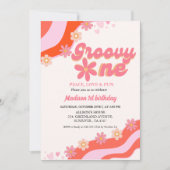 Groovy Een madeliefje Retro Groovy 1e verjaardag Kaart (Voorkant)