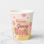 Groovy een retro madeliefje 1e verjaardag geprint papieren bekers (Voorkant)