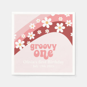 Groovy Eén Retro madeliefje boho bloem eerste verj Servet