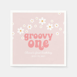 Groovy Eén Retro madeliefje boho bloem eerste verj Servet
