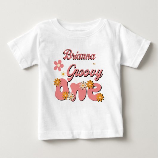 Groovy een retro madeliefje eerste verjaardagsfees (Voorkant)