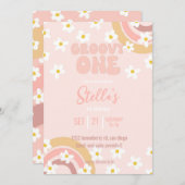 Groovy Eerste Daisy Feest Uitnodiging (Voorkant / Achterkant)