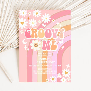Groovy EERSTE Verjaardag Hippie 70's Retro Kaart