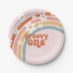 Groovy Eerste verjaardag met madeliefjes boho bloe Papieren Bordje
