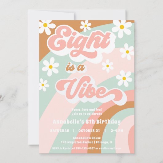 Groovy Eight is een Vibe retro pastel 8e verjaarda Kaart (Voorkant)
