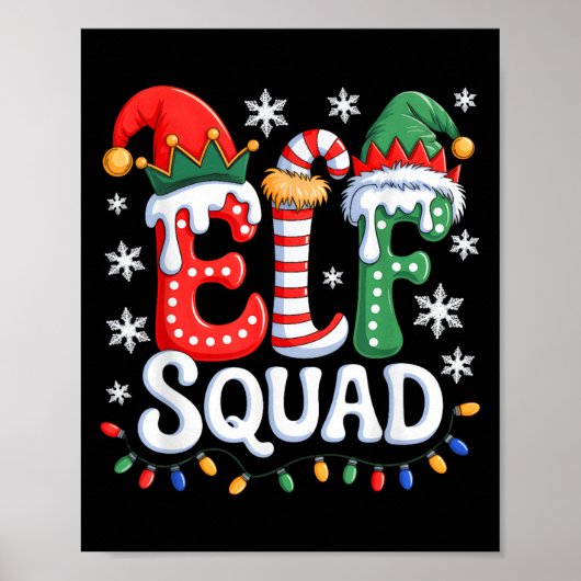 Groovy Elf Squad Elf Familie Kerst Matching Paj Poster (Voorkant)