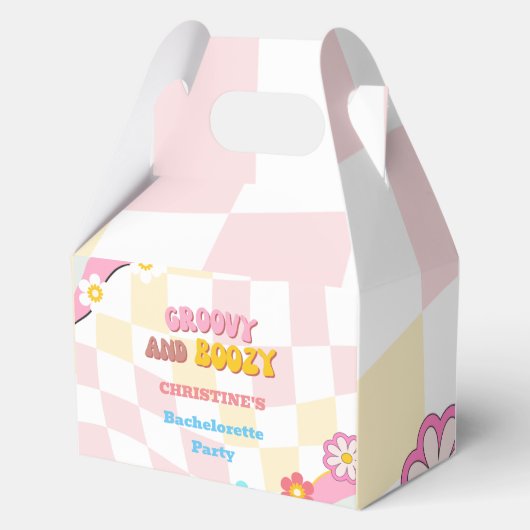 Groovy en Boozy Bachelorette Party Decor 70's Bedankdoosjes (Voorkant)