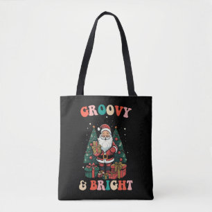 Groovy En Fel Kerstmis Kerstman Vakantie Retro Draagtas