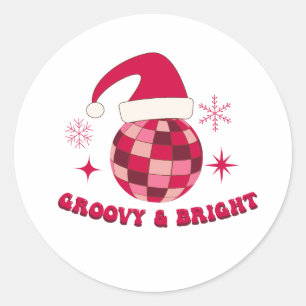 Groovy en helder Disco Kerst  Ronde Sticker
