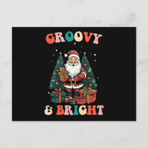 Groovy en heldere Kerstmis Kerstman vakantie retro Briefkaart
