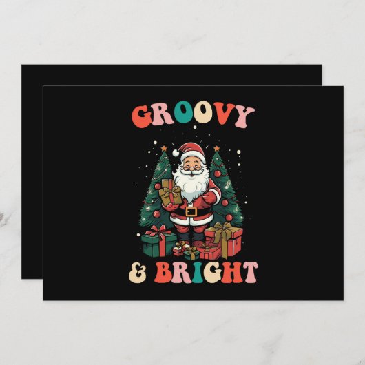 Groovy en heldere Kerstmis Kerstman vakantie retro Kaart (Voorkant / Achterkant)