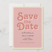 Groovy en Retro 70s bruiloft Save The Date (Voorkant)