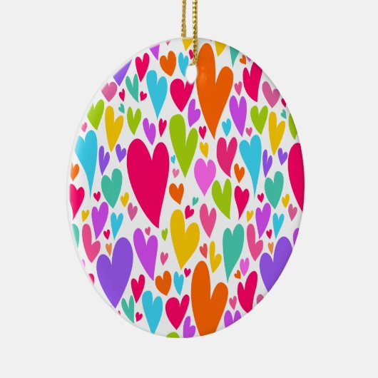 Groovy en Romantisch Kleurrijke Harten Valentijn Keramisch Ornament (Rechts)