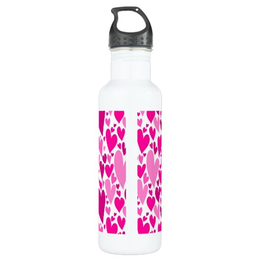 Groovy en Romantisch Roze Harten Valentijnsdag Waterfles (Achterkant)