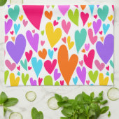 Groovy en romantische kleurrijke harten Valentijn Theedoek (Gevouwen)