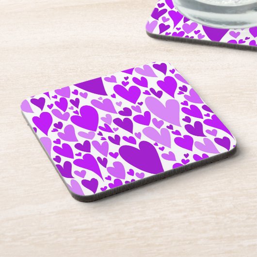 Groovy en Romantische Paarse Hartjes Valentijnsdag Bier Onderzetter (Linkerzijde)