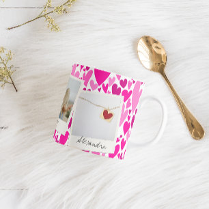Groovy en romantische roze harten Valentijnsfoto Koffiemok