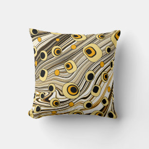 Groovy en Wavy Retro Style Black en Yellow Kussen