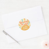 Groovy en wild retro zon kinderen verjaardag ronde sticker (Envelop)