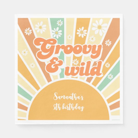 Groovy en wild retro zon kinderen verjaardag servet (Voorkant)
